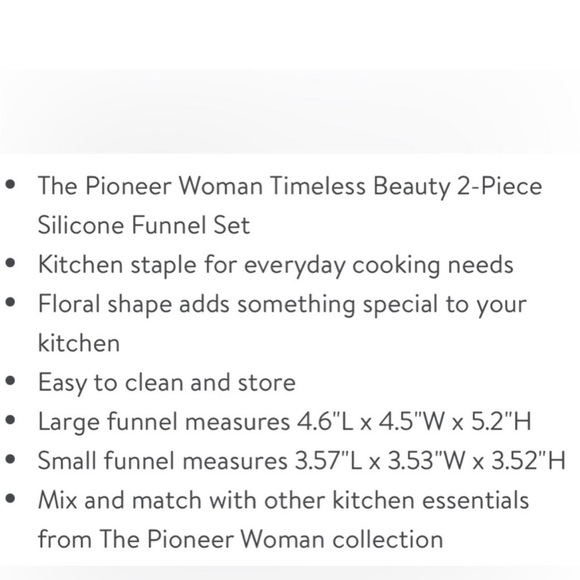 The Pioneer Woman Timeless Beauty 2-Piece Silicone Flower Funnel Set, Teal Blues - Picture 9 of 11